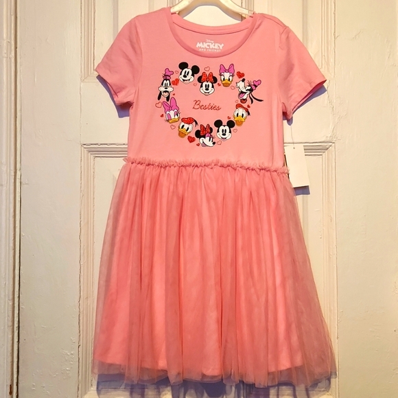 Disney Valentines Heart Youth Size Medium Mickey, Minnie & Friends Pink Dress